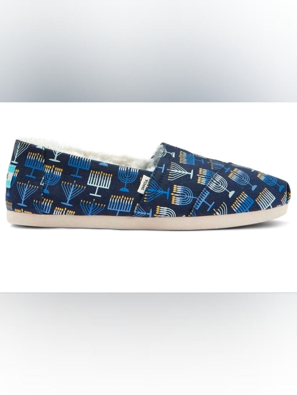 NWOB TOMS Womens Alpargata Cozy Menorah Graphic Slip On Flats Casual Shoes US 11